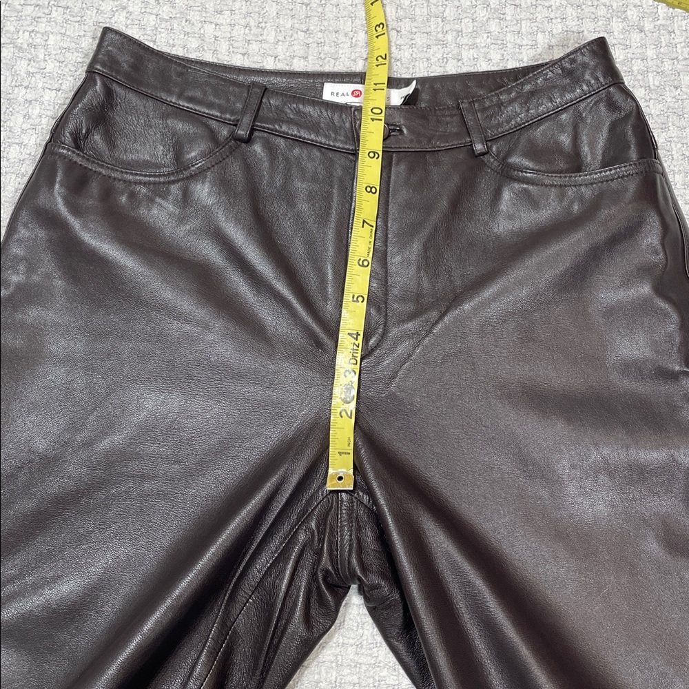 Gorgeous Brown Leather Pants Pockets Lined Vintage Size 8 Petite Real Clothes - Picture 14 of 16